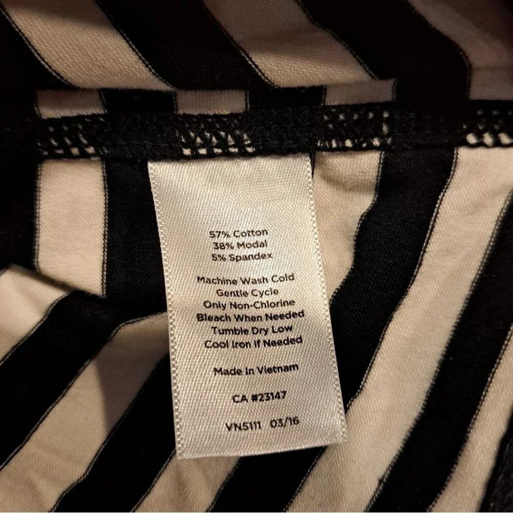 Talbots women's black and white striped plus size t shirt blouse cap sleeves 3X - Picture 6 of 8